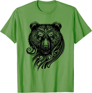 Best Tribal Tattoo Designs I Trends I Born for Art Bear Grizzly Nordic Indian Celtic Mythology Wild Animal Fan T-Shirt - Grass Green