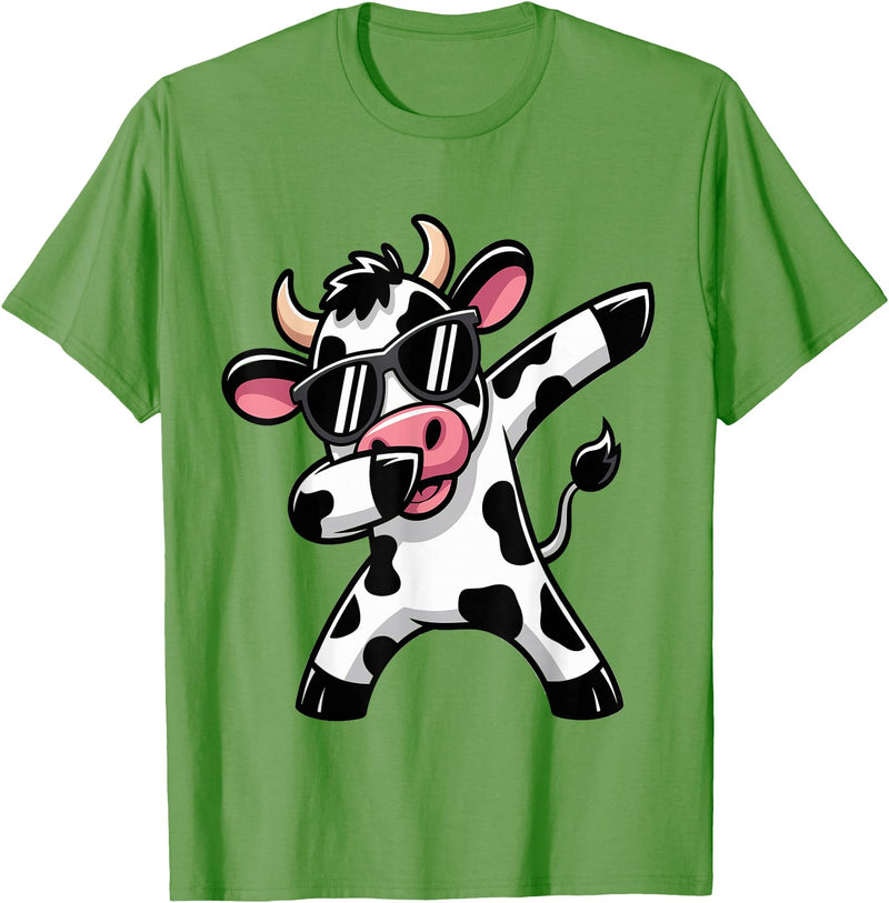 Funny Dabbing Cow Design Ls Dabbing Cow Farm Animal Cow Lover Farming T-Shirt - Grass Green