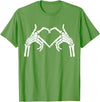 Skeleton Hand Halloween Trendy Novelty Graphic Art Skeleton Hands Heart Sign Halloween Tops T-Shirt - Grass Green