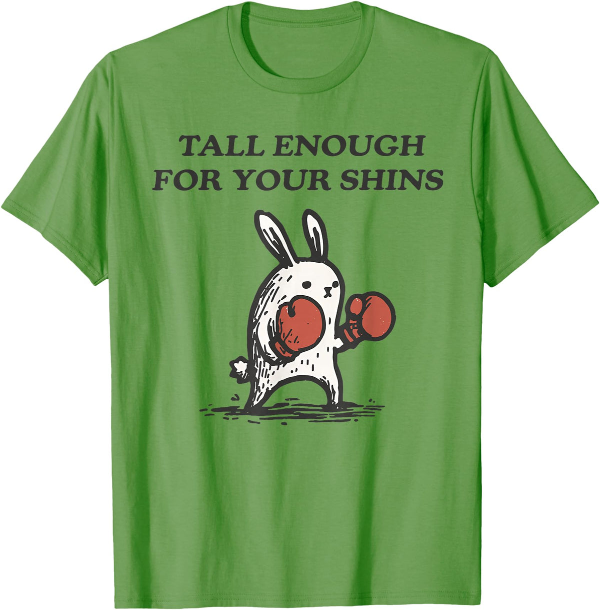 Tall Enough for Your Shins Cute Bunny Rabbit T-Shirt in Grass Green