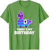 Todays My Bday LLama Tees Cute Birthday Llama Funny Bday Animal Party T-Shirt - Grass Green