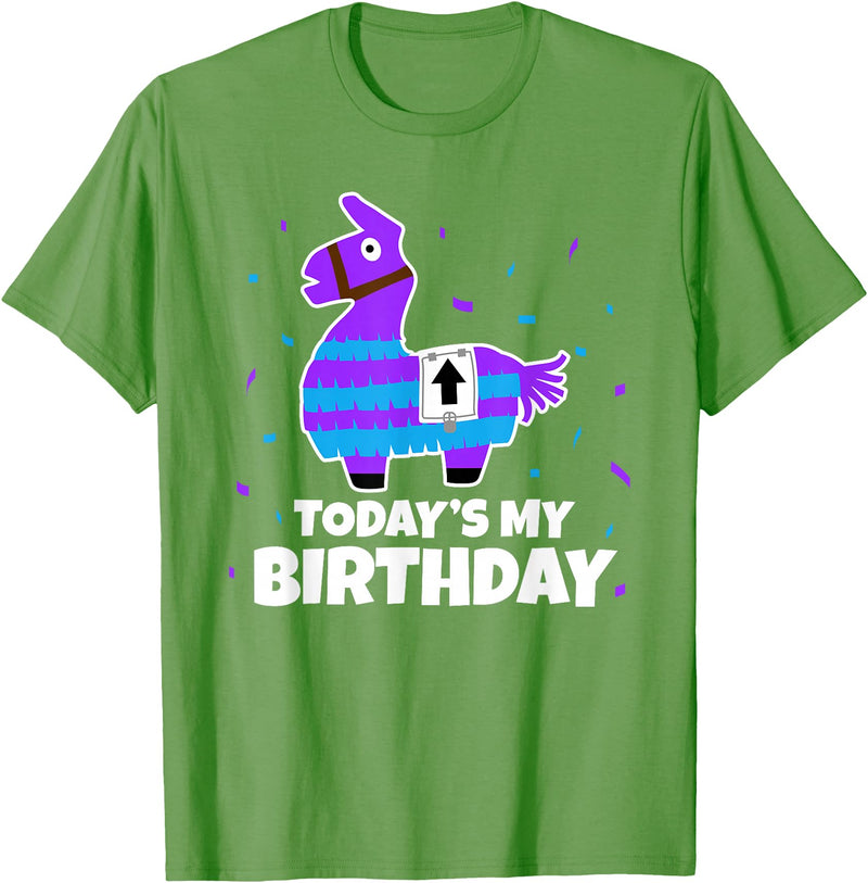 Todays My Bday LLama Tees Cute Birthday Llama Funny Bday Animal Party T-Shirt - Grass Green