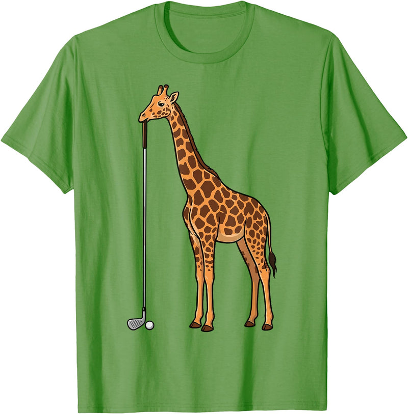 Golf Golfing Golfer Giraffe Animal Safari Giraffe Golf T-Shirt - Grass Green