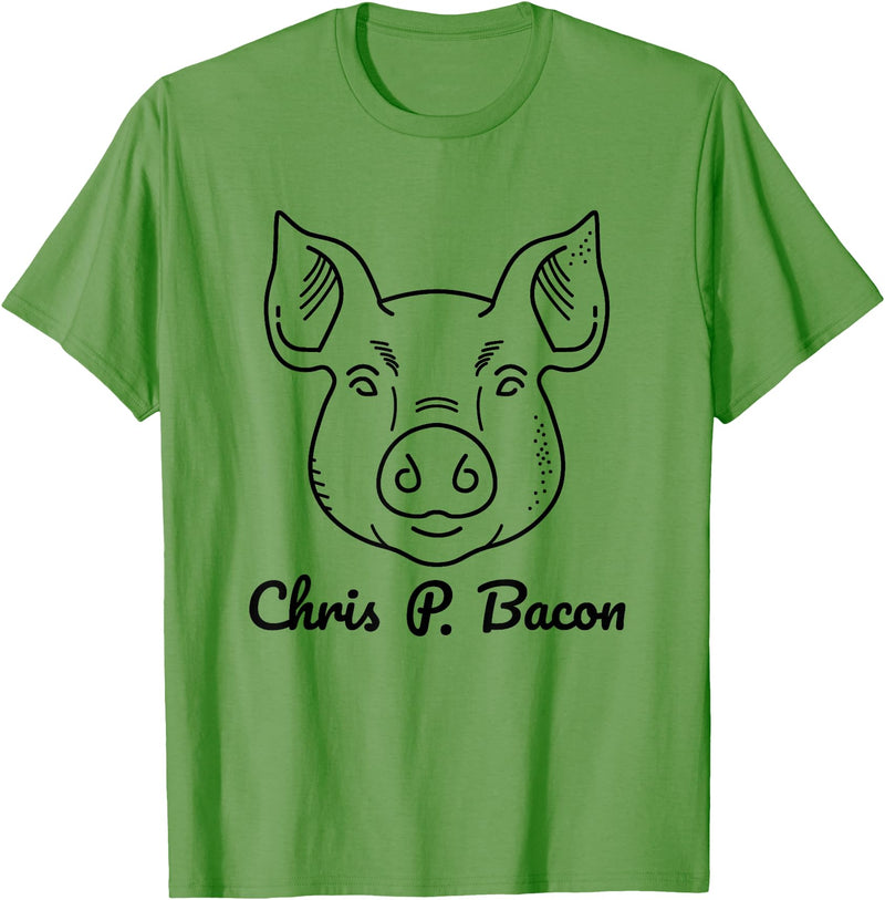 Funny Pet Pigs Tasty Bacon Butcher Breakfast Jokes Funny Pig Names Chris P. Bacon Crispy Bacon Lover Farm Pets T-Shirt - Grass Green