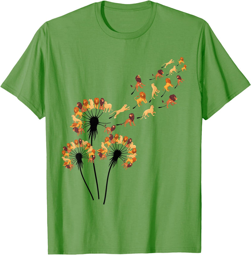 Lion Design Dandelion Lions Stuff for Lion Lover | Lion T-Shirt - Grass Green