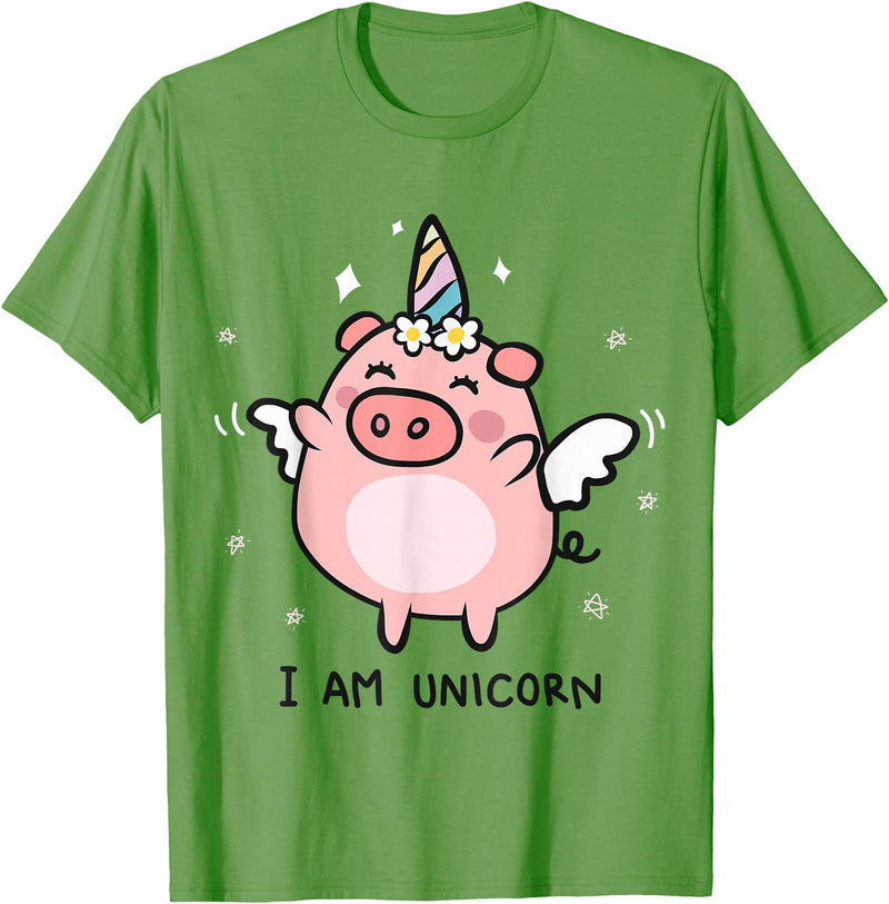Pig Unicorn Gifts Funny I am a Unicorn Pigs Can Fly Unicorn Girls Womens Men T-Shirt - Grass Green