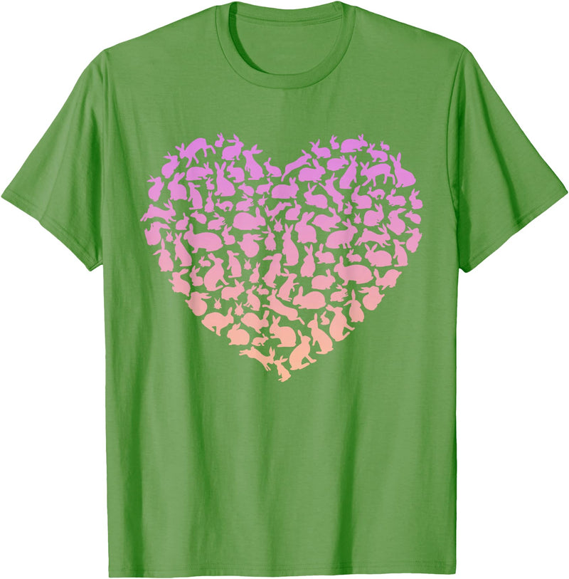 Silhouette Heart Bunny Design for Rabbit Lover Girls Rabbit T-Shirt in Grass Green