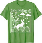 St Melangell Hares Rabbit Owner Catholic T-Shirt in Grass Green