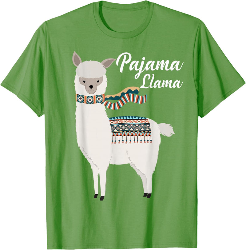 Llama Pajamas GA Cute Pajama Llama Bed Time T-Shirt Llama Pajama T-Shirt - Grass Green
