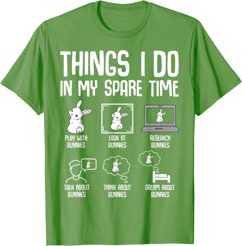 Things I Do in My Spare Time Bunny Rabbit Girls Kids Womens T-Shirt in Grass Green