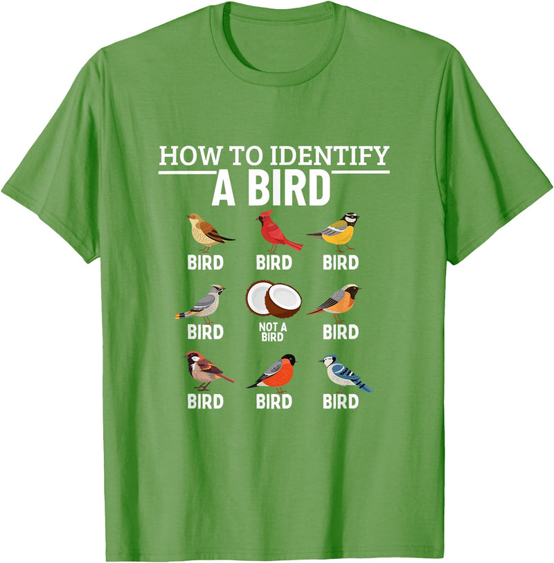Funny Birding Watch Designs How to Identify A Bird Funny Bird Watching T-Shirt - Grass Green