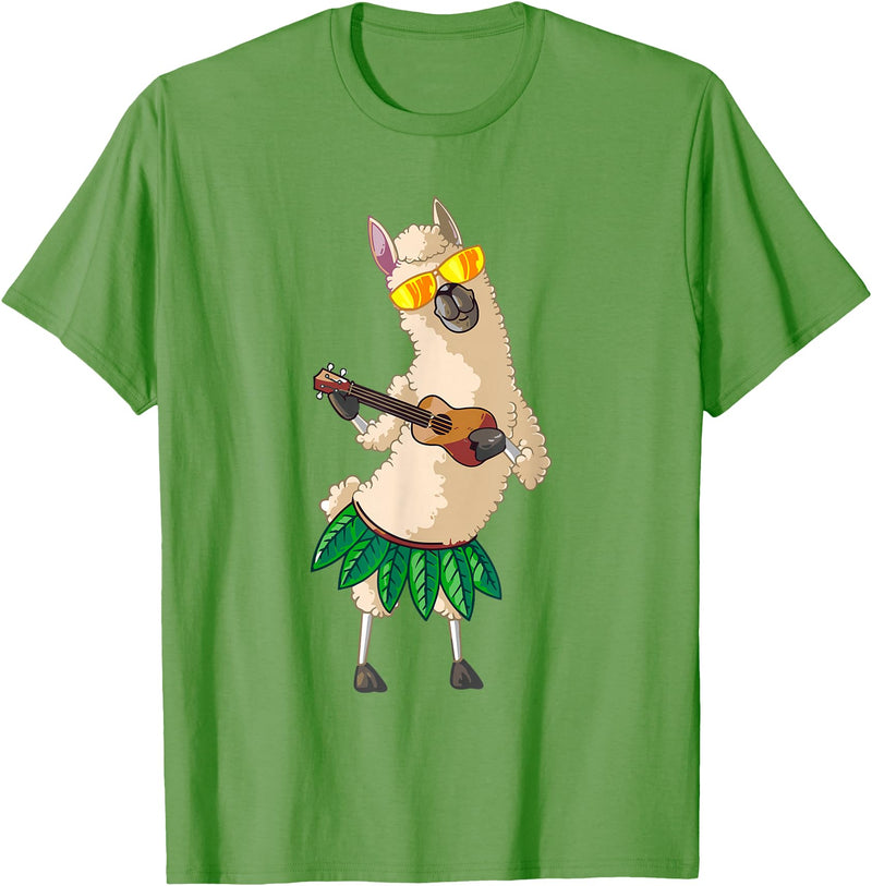 Llama Ukulele Luau TShirt Cute Gifts Llama Ukulele Luau Cute Funny Cool Hawaii Alpaca Gift T-Shirt - Grass Green