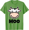 Kids Cow Design MOO Kids Cow Print Design | Cartoon Cow Face Design T-Shirt - Grass Green