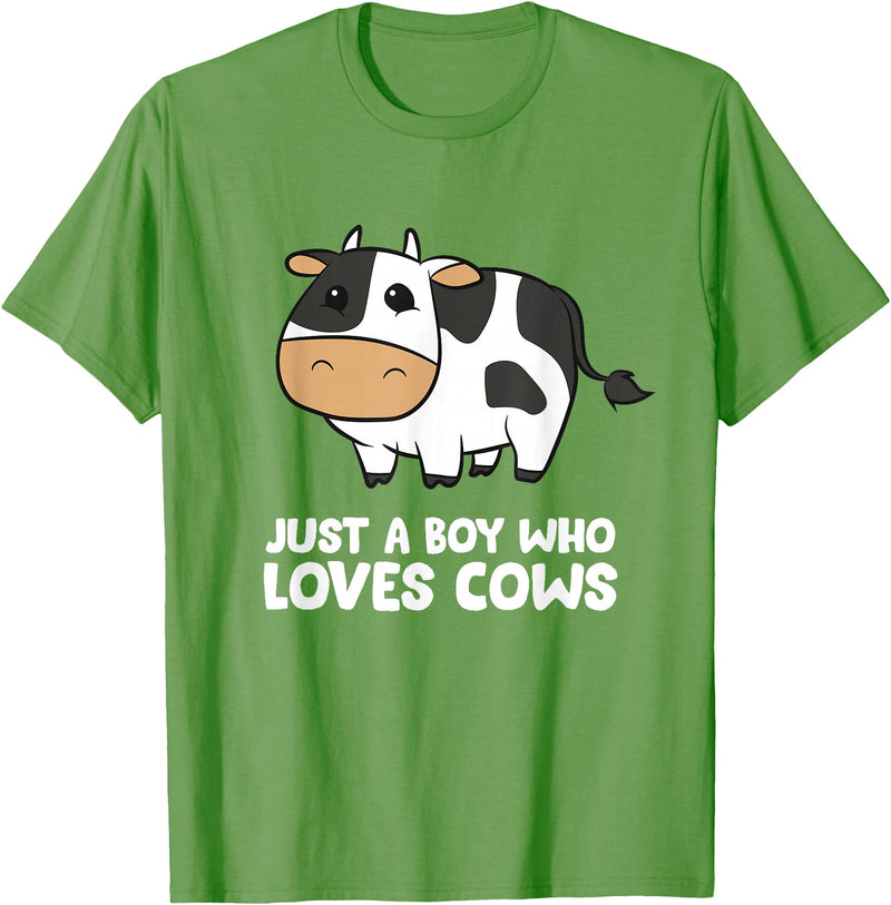 Funny Cow Lover Gifts Just a Boy Who Loves Cows T-Shirt - Grass Green