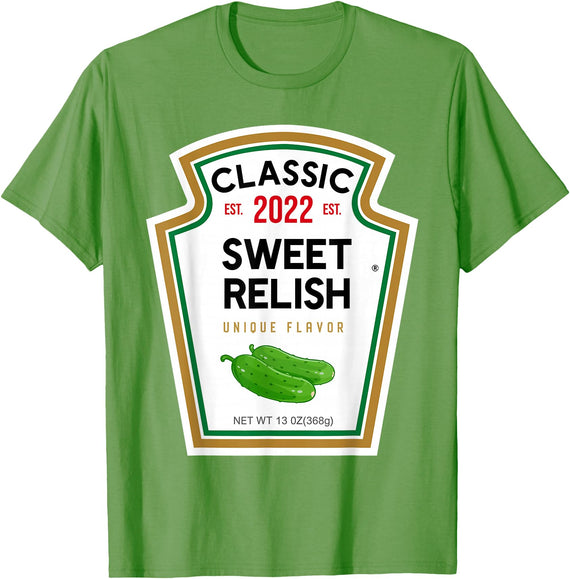 DIY Halloween Costume Matching Gifts Sweet Relish DIY Halloween Costume Condiment Green Pickle T-Shirt - Grass Green