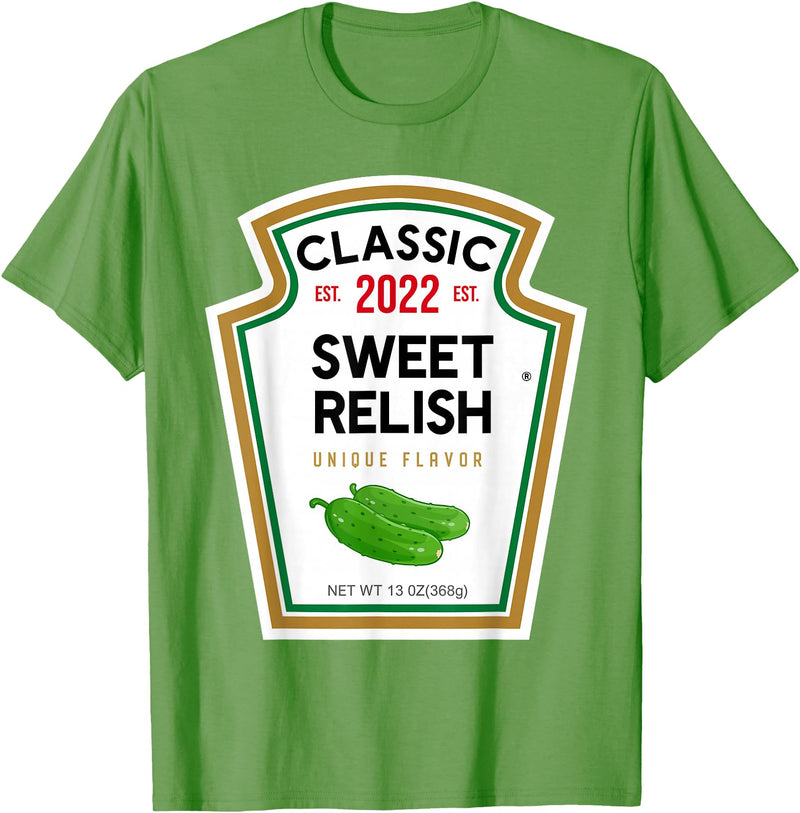 DIY Halloween Costume Matching Gifts Sweet Relish DIY Halloween Costume Condiment Green Pickle T-Shirt - Grass Green
