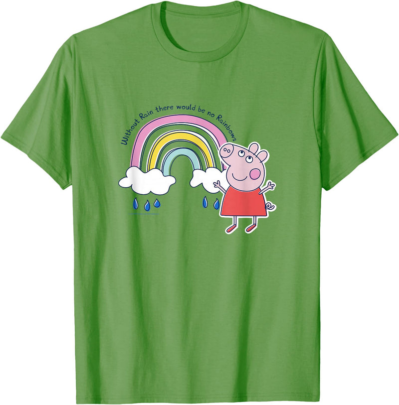 Peppa Pig Without Rain There Would Be No Rainbows Cute Shot T-Shirt - Grass Green