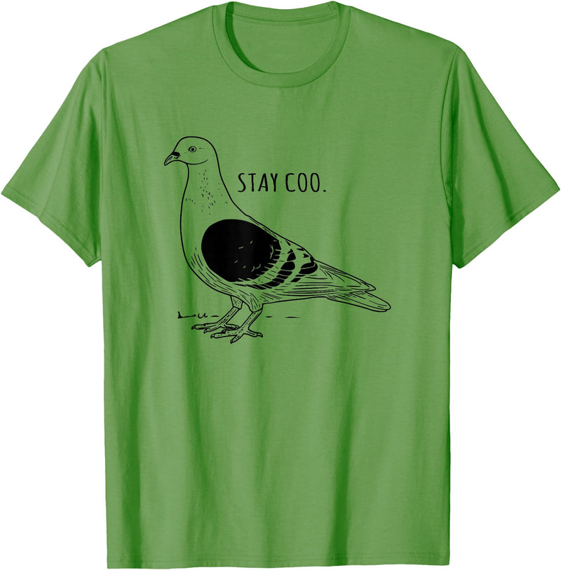 Funny Pigeon Apparel Tee Co. Stay Coo Pigeon Cool Bird Lovers Funny Bird Meme Saying T-Shirt - Grass Green