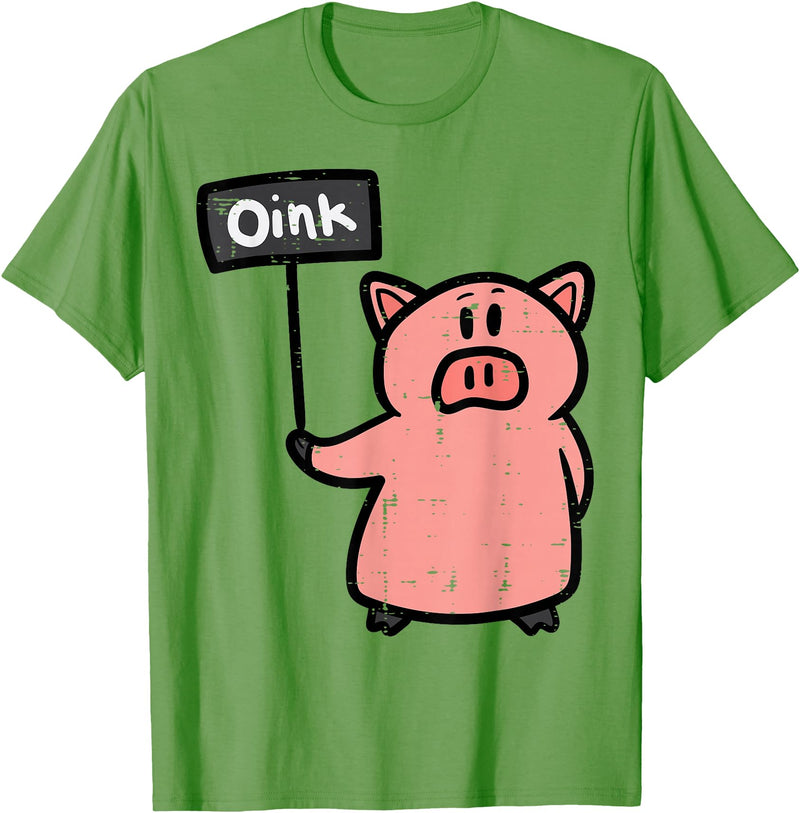 Pig Lover Shirts For Men Women Kids Pig Oink Sign Funny Hog Swine Farm Animal Men Women Kids T-Shirt - Grass Green