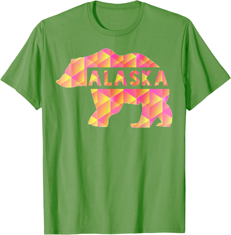 Proud Alaskan Bear Art Alaska State Pride Proud Alaskan Pink Grizzly Bear T-Shirt - Grass Green