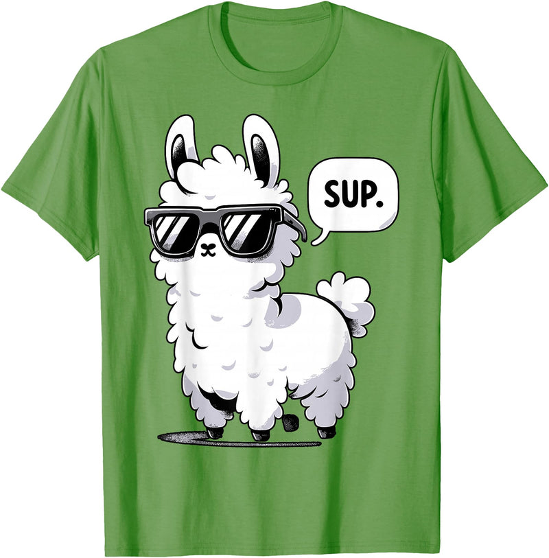 Magical and Funny Llama lover Gifts Alpaca Llama with Sunglasses Sup T-Shirt - Grass Green
