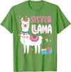 Family Matching Llama Birthday Party Supplies Sister Llama Sister Of The Birthday Llama Birthday T-Shirt - Grass Green