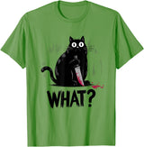 Cat Owners Black Cat What? Black Cat Murderous Cat With Knife Black Cat T-Shirt