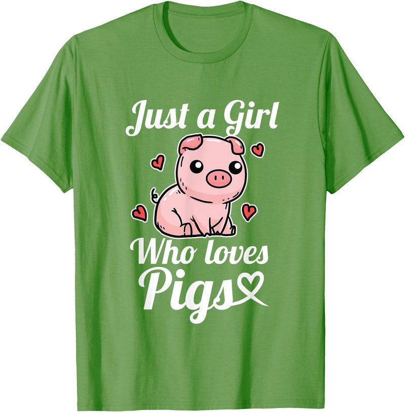 Süßes Baby Schwein Geschenk für Mädchen und Frauen Just A Girl Who Loves Pigs Funny Pig Costume T-Shirt - Grass Green
