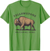 Yellowstone National Park Bison Clothing Co Yellowstone National Park Wyoming Buffalo Bison T-Shirt - Grass Green