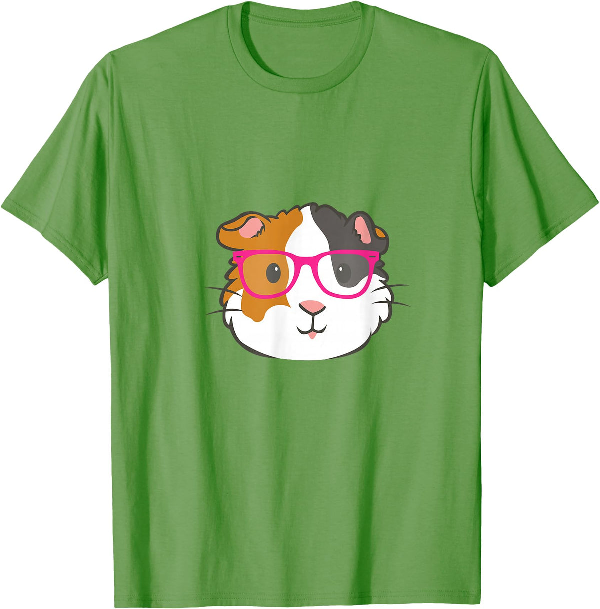 Hipster Animal Merch Co Cute Hipster Guinea Pig Hamster In Pink Eye Glasses Gift T-Shirt - Grass Green