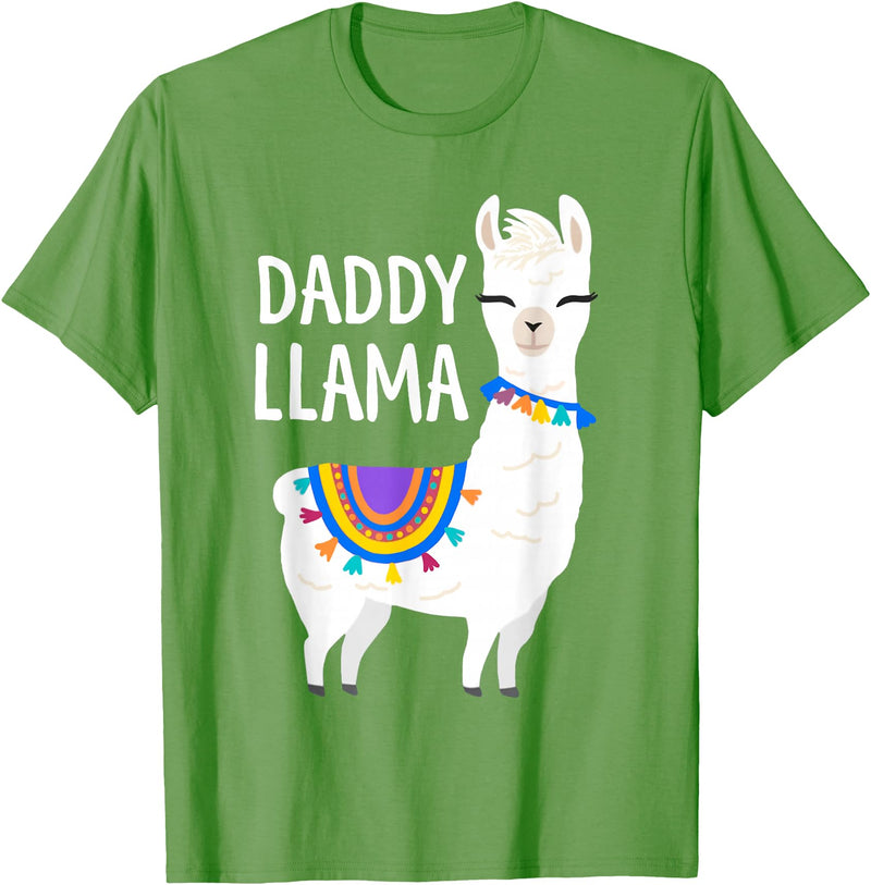 Birthday Llama Shirts Gift Daddy Llama Funny Father's Day Shirt Men, Dad, Dad Birthday T-Shirt - Grass Green