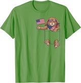 Rabbit Pocket Patriotic American Flag 4th of July USA T-Shirt in Grass Green