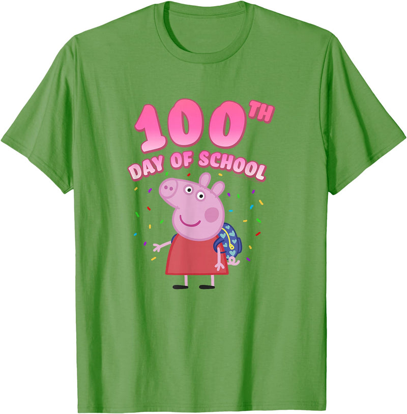 Peppa Pig 100th Day Of School Celebration Confetti T-Shirt - Grass Green
