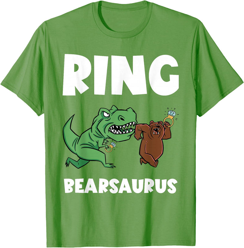 Funny Ring Bearer Wedding Ring Funny Ring Bearer Security Bear Dino Wedding Party Ring T-Shirt - Grass Green
