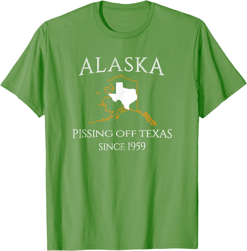 Alaska Bigger Than Texas Shirts Alaska Pissing Off Texas Since 1959 Size State T-Shirt T-Shirt - Grass Green