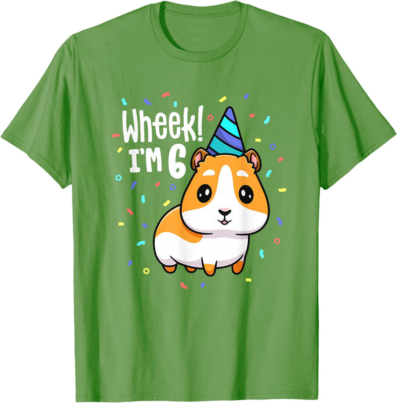 Guinea Pig Birthday by Joy Haus Guinea Pig Birthday Party Wheek Kids 6 Year Old 6th Outfit T-Shirt - Grass Green