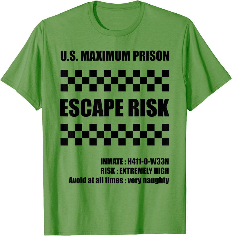 Halloween Scary Fun Tees by Wavespeech Halloween Escape Risk Prison Jail Inmate T-Shirt - Grass Green