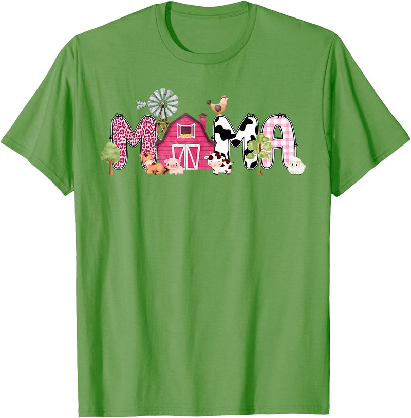 Farm Cow Gender Reveal First Birthday Family Mama Farm Animal Birthday 1st Family Matching Party Mom T-Shirt - Grass Green