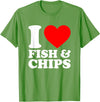 I Love Food Shirts Collection I Love Fish And Chips, I Heart Fish And Chips T-Shirt - Grass Green