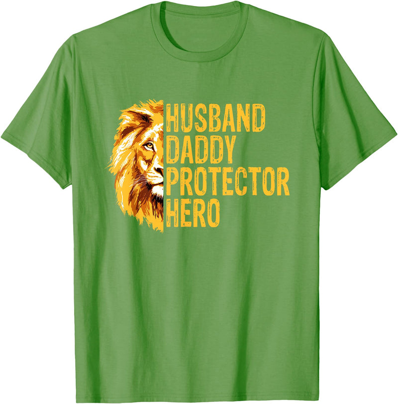 Dad Lion Fathers Day Funny Lions Lovers Outfits Lion Dad Funny Husband Daddy Protector Hero Fathers Day T-Shirt - Grass Green