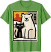 Utschki Bratschki Black Cat and Polar Bear Winter Animal Cute Snow Art T-Shirt - Grass Green