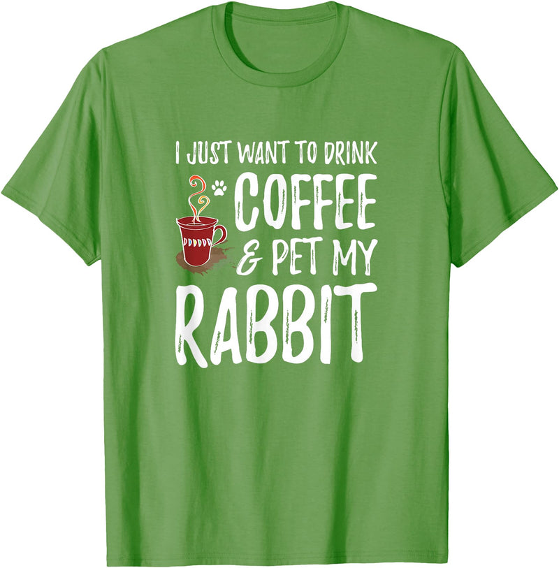 Rabbit Lover Coffee Funny Bunny Mom Gift T-Shirt in Grass Green
