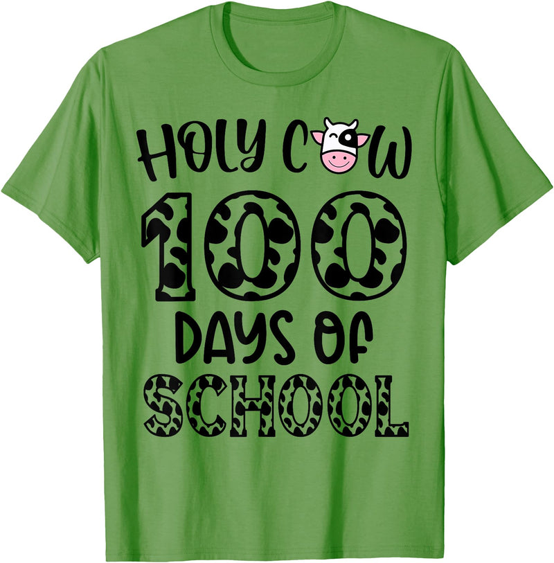 Holy Cow 100 Days Of School teachers Students Kids T-Shirt - Grass Green