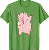 Cute Pig Tees Dabbing Pig Cute Pigs Dab Farmer Funny Pig T-Shirt - Grass Green