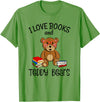 Teddy Bears, Cute Teddy Bear Lover Gifts Adorable Teddy Bear Love Books and Teddy Bear Reading T-Shirt - Grass Green