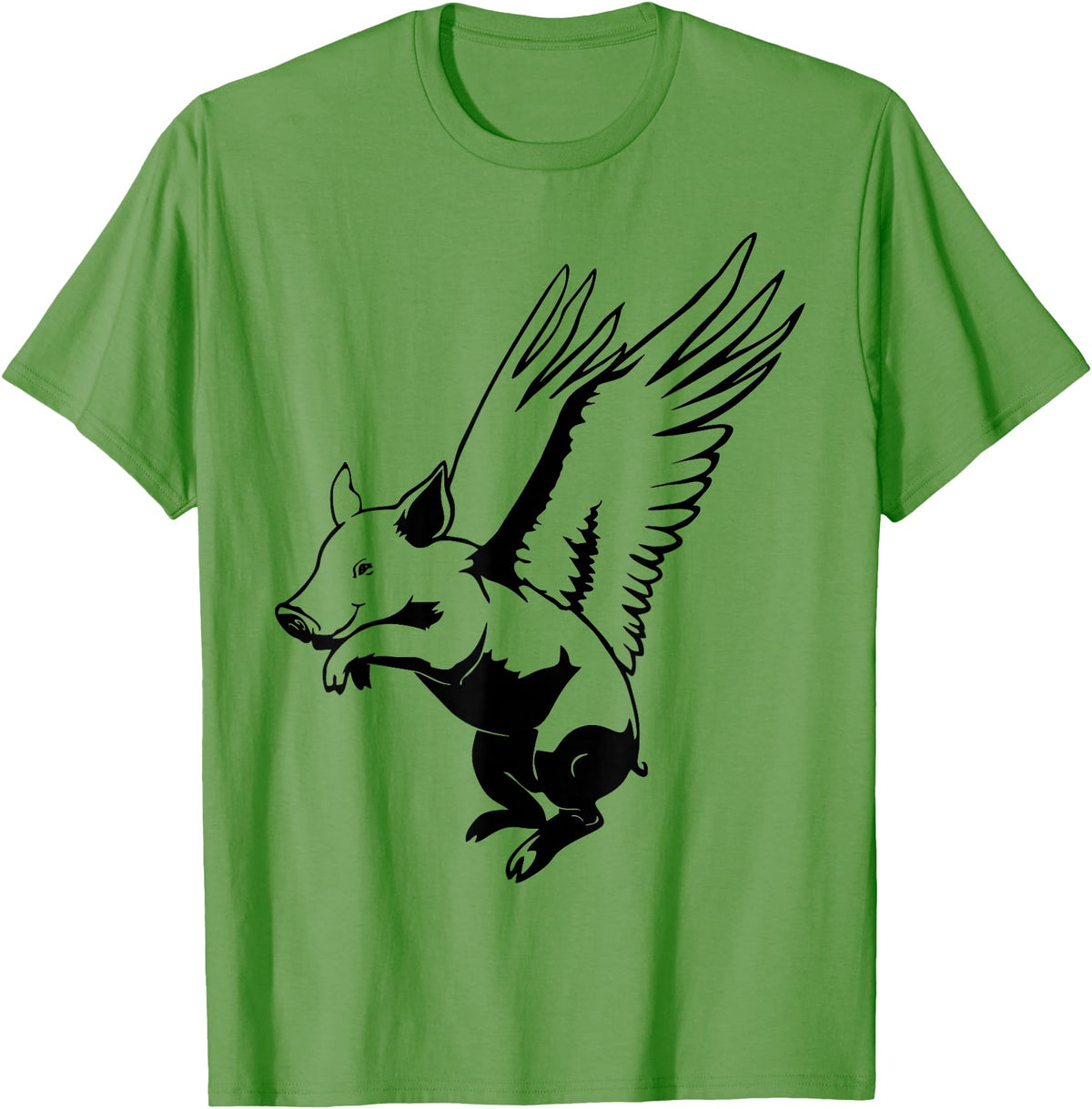 Flying Pig Funny Animals Flying Pig with Wings Fly Pig Lovers T-Shirt - Grass Green