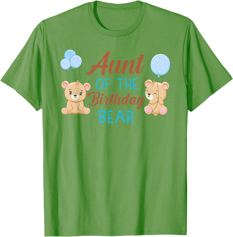 Family Birthday Bear Gifts Aunt of The Birthday Boy Bear 1st Birthday Party Boy T-Shirt - Grass Green