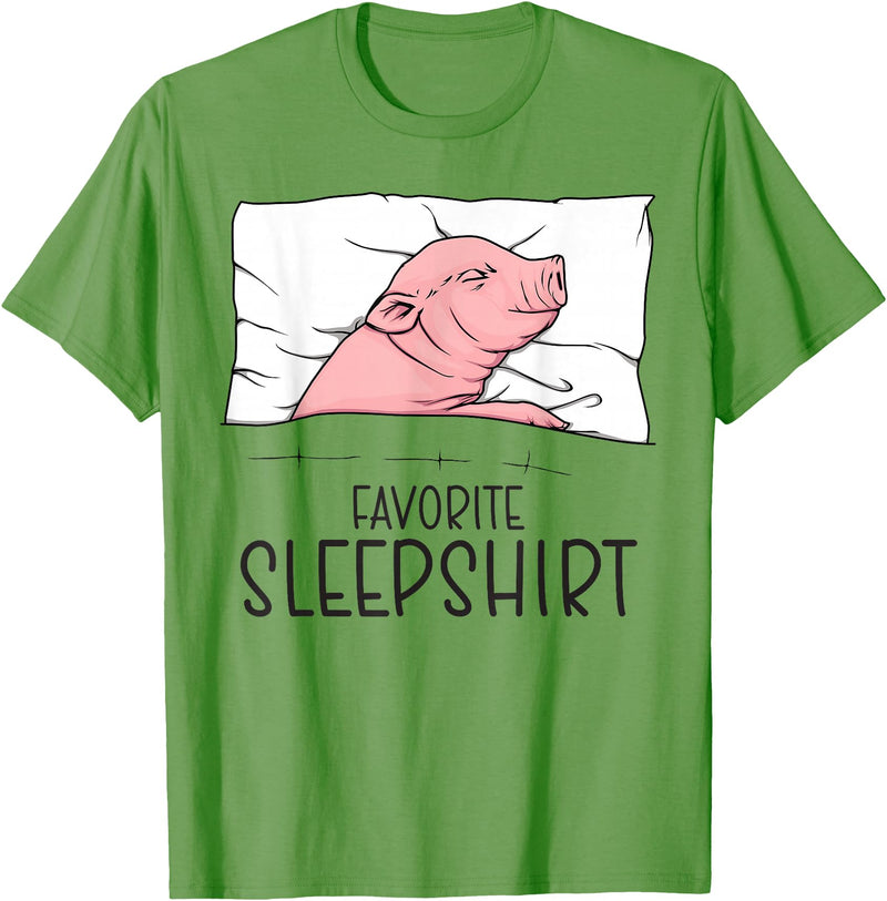 Sleeping & Napping Shirt Gifts For Nap Lovers Favorite Sleepshirt, Napping Pig, Piglet & Piggy Pajama T-Shirt - Grass Green