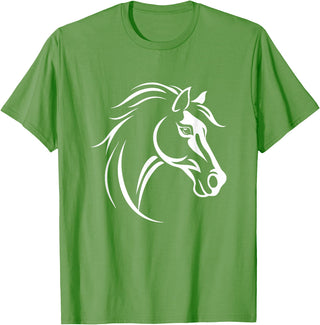 Horse Designs. Horse Equestrian Riding Graphic T-Shirt - Grass Green