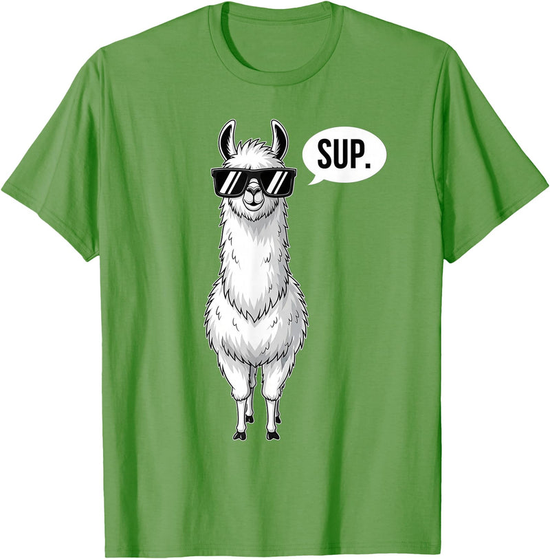 Funny Llama lover Co Alpaca Llama with Sunglasses Sup T-Shirt - Grass Green